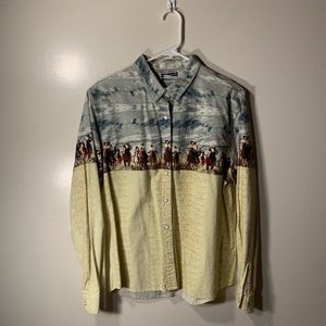 Vintage western shirt with cowboy print